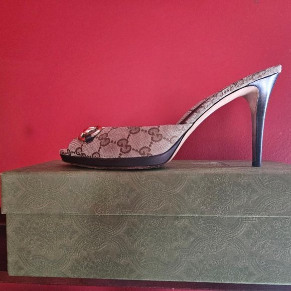Gucci Shoes - Gucci Monogram Canvas Heels Size 41.5